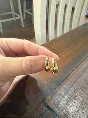 Gold-Tone Hoop Huggie Earrings